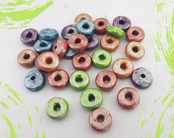 seconds ceramic charms beads colour mix handmade,large hole handcrafted ceramic beads,glazed pottery large colorful beads