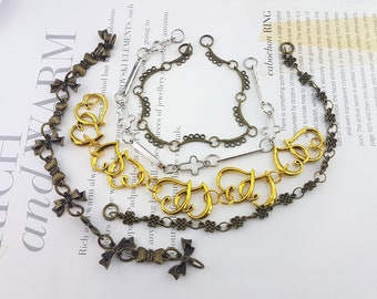 jewelry chain parts,bracelet chain piece,jewelry chain,necklace link chain,silver tone bracelet chain,gold tone chain,bronze tone chain