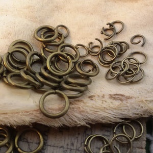 anéis de salto cor bronze antigo, forte conector de anel aberto pátina bronze, anel de joia bronze antigo, anéis de bronze divididos pátina para joia