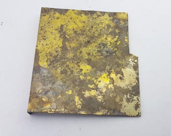 antiek gepatineerd messing blad, rustiek messing blad knutselmateriaal, metalen kunstbenodigdheden, oud gepatineerd messing blad, messing tegel natuurlijk verouderd patina