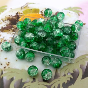 green Glass beads,green cracked Glass beads,8 mm cracked glass beads,clear green glass beads,cracked green round clear glass bead