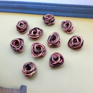 patina copper beads,copper spacer beads,antique patina copper beads,small copper beads,old patina small copper beads,small copper connectors