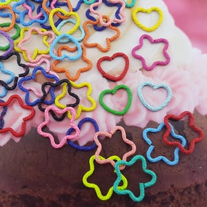 colorful jump rings heart star shape mix,color mix ring connectors,multicolored strong open ring,colorful jewelry connectors star heart