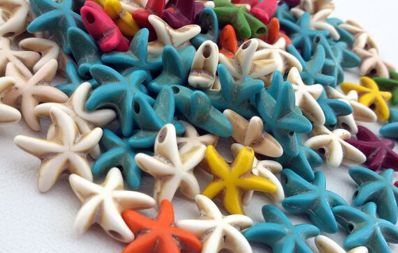 Perline A Forma Di Stella Marina In Howlite E Turchese – 38 Pezzi Per Filo 13x13 Mm, Perline Nautiche Per Gioielli Fai Da Te