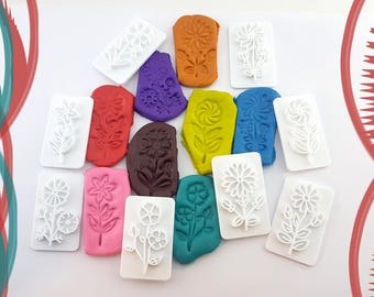 clay stamp plants,8 pcs set clay stamping tools,pottery ceramic flower stamp,polymer flower stamp,stamp for soap,nature  pattern stamp