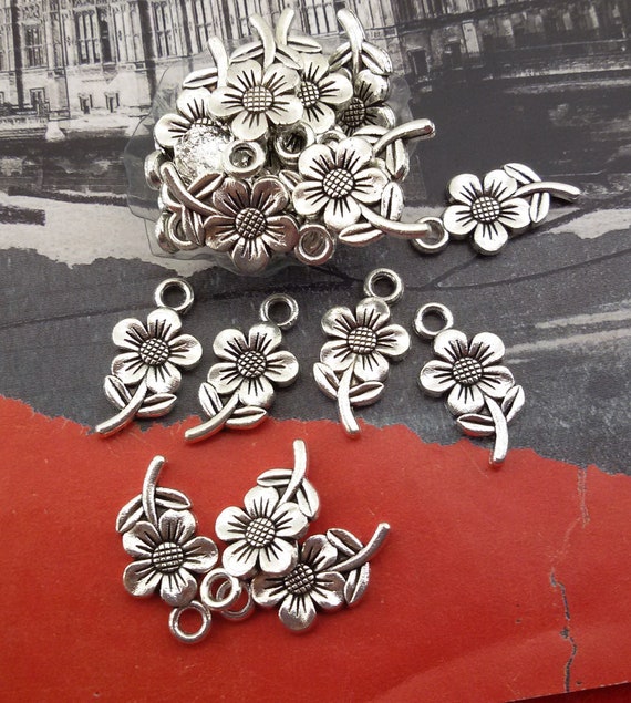 Sterling silver flower charm best sale