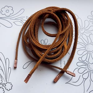 boot leather laces,cow leather boot laces with copper tip,rustic leather bag strap,bag brown lace,work hiking boot leather laces replacement