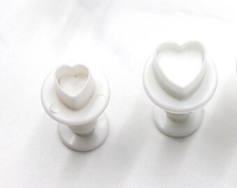 Small Love Heart Cookie Cutter 2pc Baking / Polymer Clay - Mini Small Press Plunger