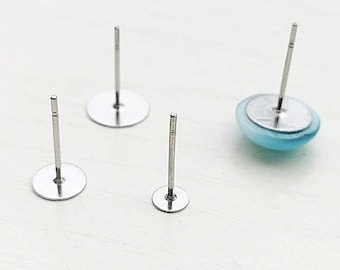 50pc 6mm 316 Surgical Steel Silver Earring Posts / Studs - Jewellery Jewelery Findings (25 pairs) Australia