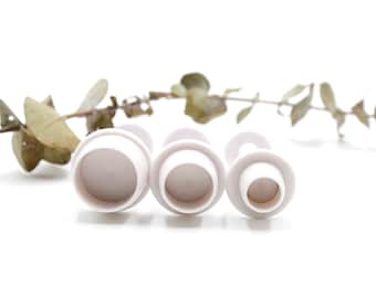 Round Circle Cookie Cutters - 3pc Baking / Polymer Clay  - Mini Small Retractable Press Plunger Tool
