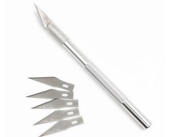 Craft Knife with 5 Blades - Silver - Polymer Clay Tools / Cutting Tools