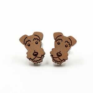 Airedale Terrier Wood Novelty Earrings - Dog Series - Laser Cut Animals Stud earrings