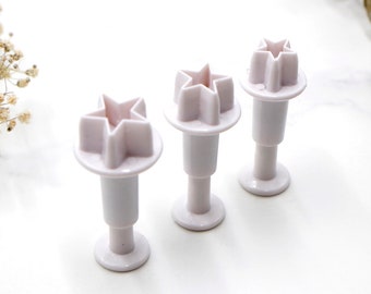 Cortadores de galletas de estrellas - 3 piezas para hornear y arcilla polimérica - Mini cortador retráctil de presión
