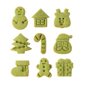 Mini Christmas 3D Cookie Cutters and Embossers 9pcs 3cm - Baking Stamp Fondant / Polymer Clay Tools / Santa / Reindeer