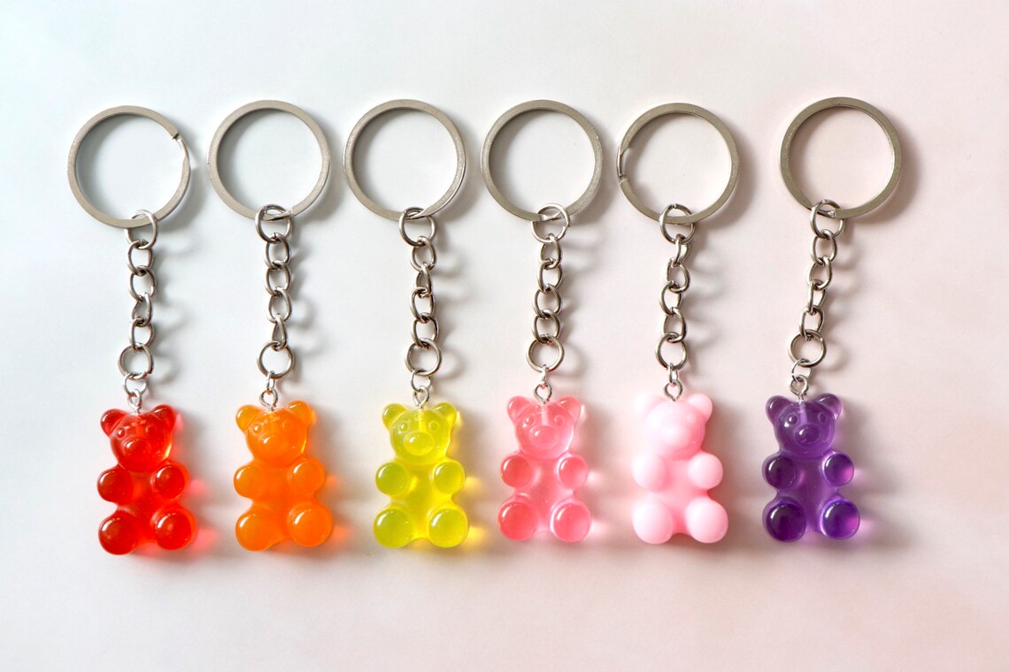 Gummy Bear Novelty Food Acrylic Keychain - Fun Funky Keyrings Assorted ...