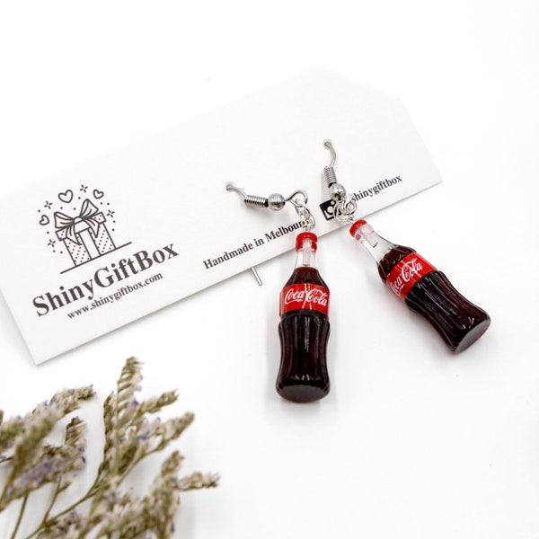 Nouveauté Miniature Food / Drink Resin Earrings - Coke Bottle Coca Cola