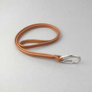 lange leren lanyard met zilveren karabijnhaak, lanyard sleutelhanger, smalle ID-kaartband, cadeau voor haar, cadeau voor hem