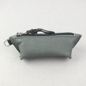 small genuine leather kay pouch with zipper grey with black - soft key pouch - gift for her - gift for him