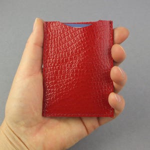 Echtleder Etui  für Kreditkarten Visitenkarten Rot - flache Kartenhülle - kleiner Kartenhalter - Geschenk für die - Geburtstagsgeschenk