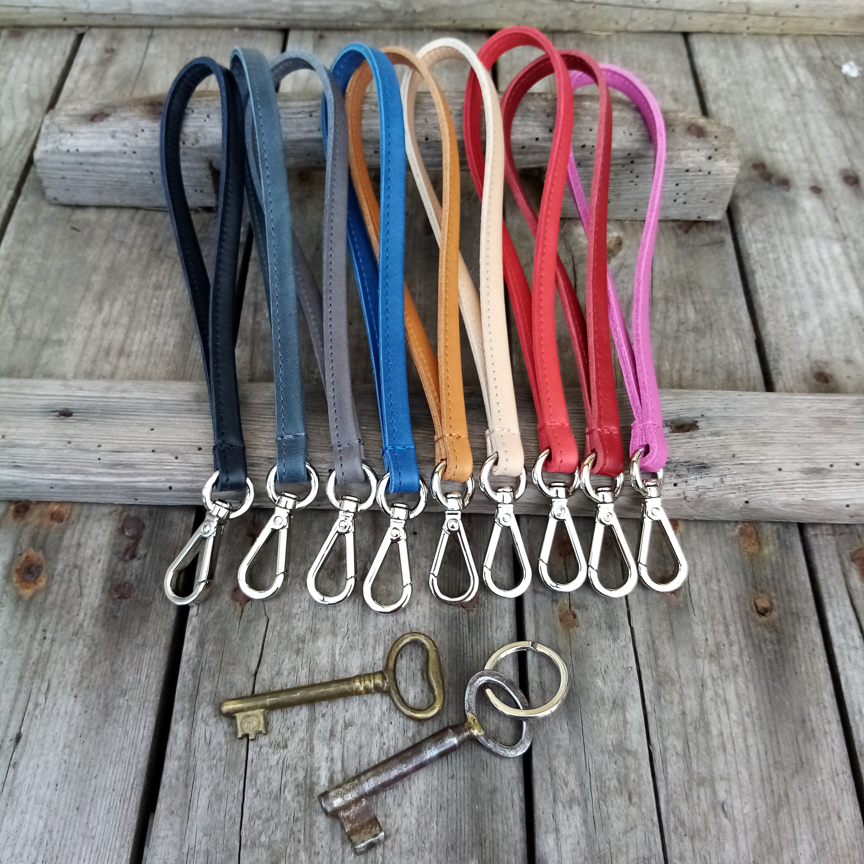 Schlüsselband echt Leder mit Karabiner mittelgroß, Handschlaufe ...