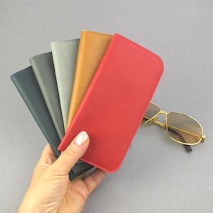 Custodia per occhiali in vera pelle, 100% feltro di lana merino, vari colori - custodia morbida per occhiali da sole o da vista - piccolo regalo