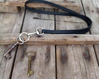 long lanyard genuine leather with carabiner/lanyard keychain/gift for a birthday