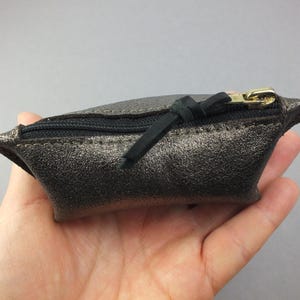 Portamonete in vera pelle con cerniera - piccola borsa - comoda borsa shaker - astuccio per cosmetici - regalo per lei
