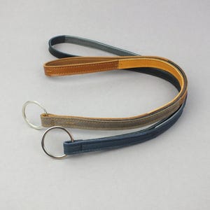 langes Upcycling Leder Unikat Schlüsselband Patchwork mit silbernem Schlüsselring