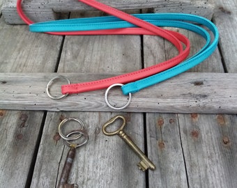 Real leather lanyard long/keychain with ring/pendant for keys/ID lanyard/leather strap/gift for boyfriend/girlfriend