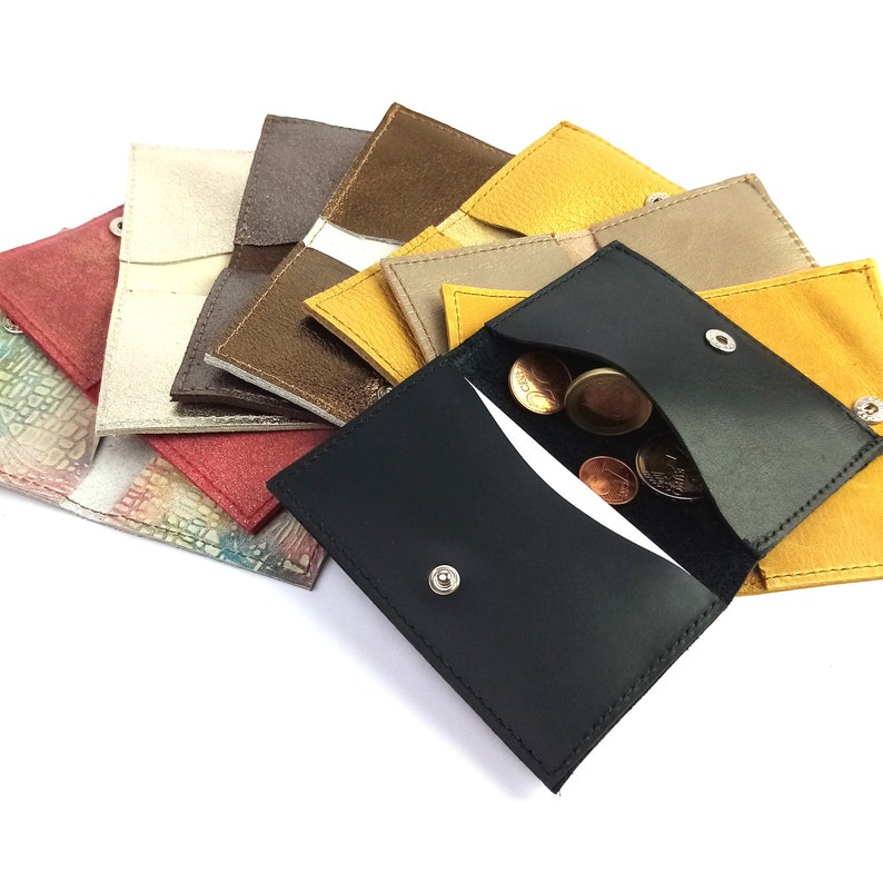 Genuine leather wallet for credit cards/coins, wallet, flat wallet, business card case, card case/card holder, party wallet Black