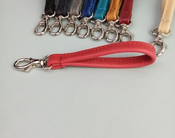 small genuine leather lanyard with carabiner/key ring loop short/unisex gift for men and women