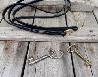 Echt lederen lanyard lang/lanyard/sleutelhanger met ring zilver/goud/hanger voor sleutels/ID lanyard/cadeau