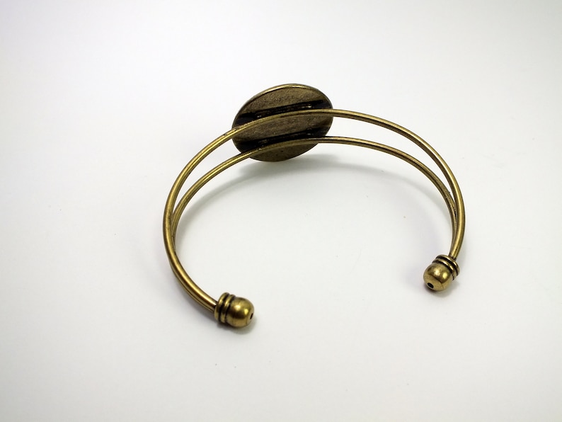 Metal bangle with genuine leather jewelry piece in cognac cuff gift for women upcycled jewelry