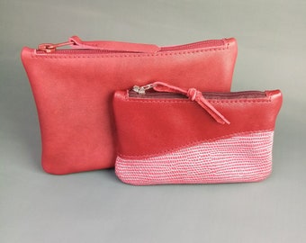 Real leather junk bag red/silver/small money bag/culture bag/wallet for coins with zipper/purse/gift