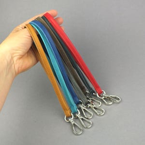 Genuine leather hand strap lanyard - narrow cell phone strap - key ring with carabiner - gift for her - gift for him