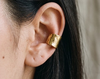 Aro grueso para la oreja, ancho, con forma de C, sin perforación, imitación de aro, joyería llamativa.