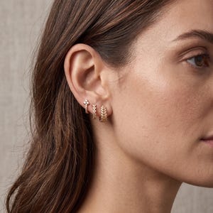 Set Pendientes Aro Oro 18K Acero Inoxidable Resistente Agua Apilables Minimalistas Mujer