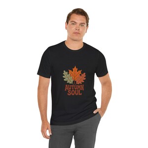 Bold Autumn Soul Graphic Tee | Artistic Retro Leaf Print Shirt | Fall Statement Bold Print Tee