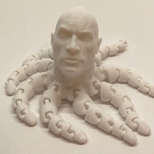 3D Printed Rocktopus Fidget Toy, Dwayne Johnson Flexi-Octopus (112mm)