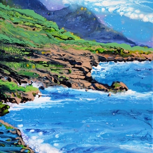 Poipu Bay, Kauai, Hawaii, Original Acrylic on Canvas, 24 x 30