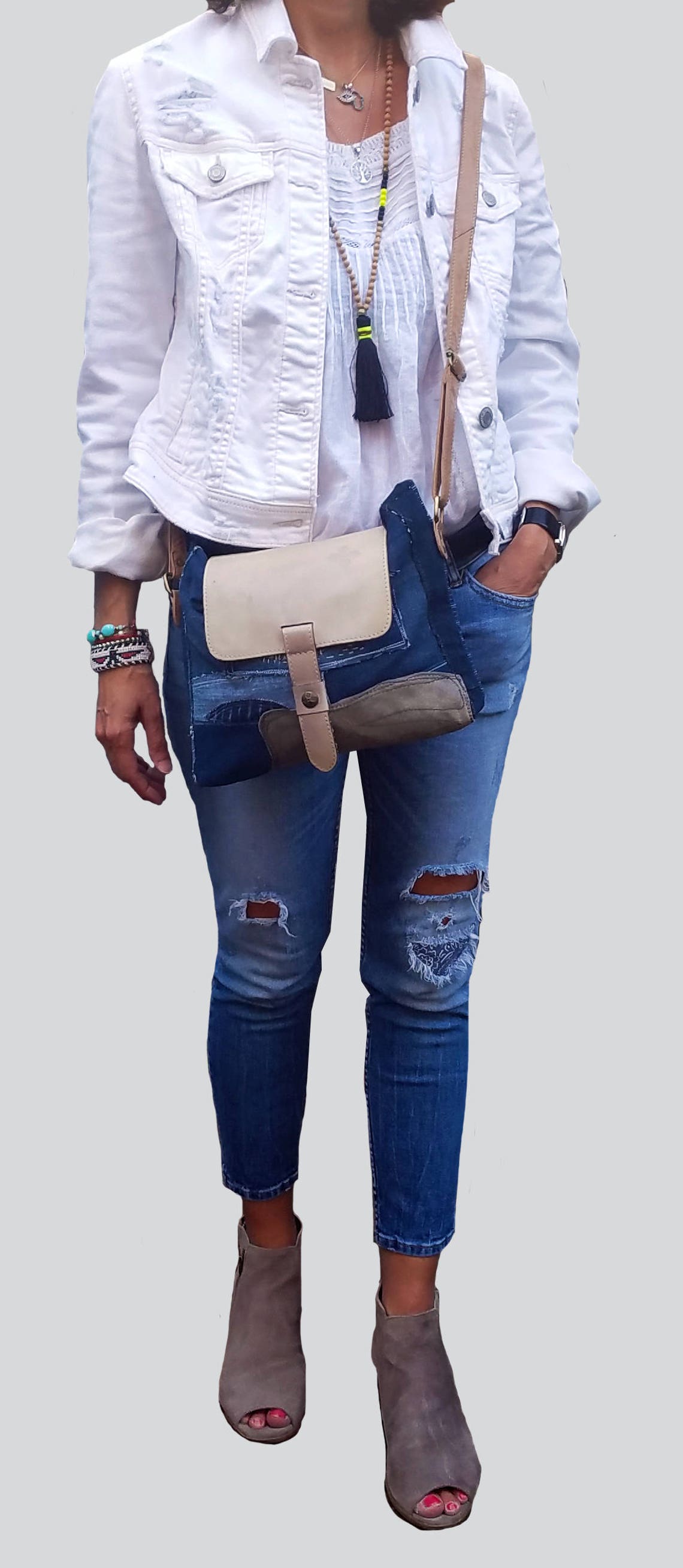 Denim Bag, Crossbody Bag, Denim Leather Bag, Small Purse, Denim