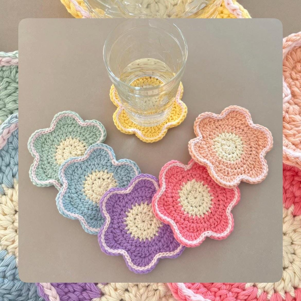 コースターバラ売り How to Crochet a Cute Flower Garden Coaster | Easy Tutorial