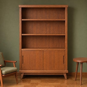 Mid Century Dollhouse Bookcase STL, Library Bookshelf 1/12 1/24 Miniature Study Furniture, Open Shelves 3D Print (Digital Download)