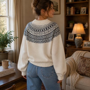 Nova Sweater Knitting Pattern | Nordic Colorwork Sweater | Top Down Knit Pattern | Digital PDF Download