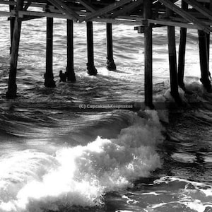 Beach &quot;Crashing Waves&quot; Fine Art Photograph Black and White