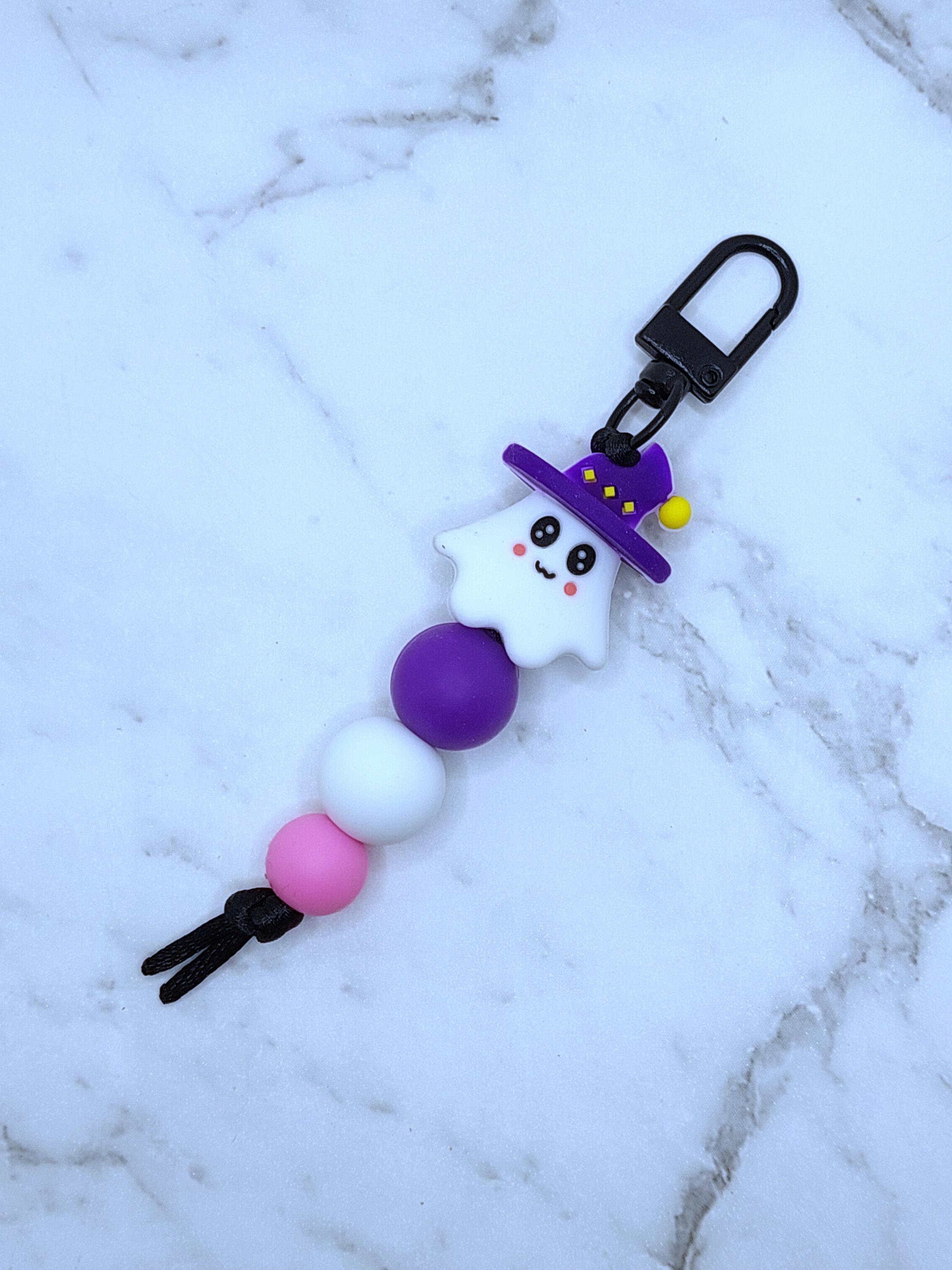 WEVENI Portachiavi Originale Halloween Gatto Nero E Fantasma Con Cappello Da Strega - Ciondolo In Acrilico Leggero Con Catena In Metallo - Accessorio Per Chiavi, Borsa, Zaino - Regalo Di Halloween Per Donne E Bambini - 3