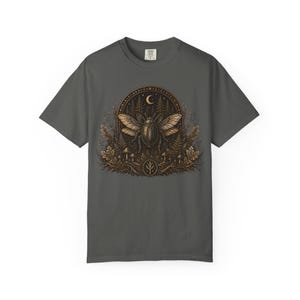 Moonlight Scarab Beetle, Wings of the Night Forest, Tiny Guardians, Unisex Garment-Dyed T-shirt