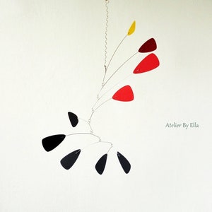 Hanging mobile, Black red and yellow, Nursery mobiles, Ceiling home decor, Kinetic