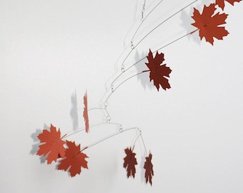 Autumn Hanging mobile, Leaf mobile, Room decor, kinetic mobile, Fall decor, one color / shade