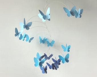 Handmade Butterfly Mobile, Pastel Kinetic Art, Nursery Decor, Boho Ceiling Decoration